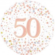 Sparkling Fizz Rose Gold 50th Birthday Balloon